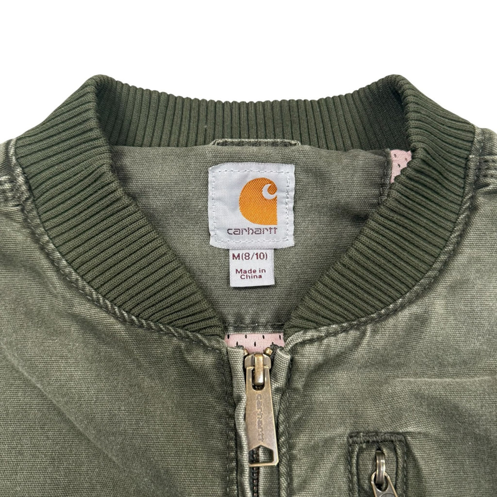 Carhartt Bomber Jacket Full Zip Up Utility Olive Green Medium 8-10