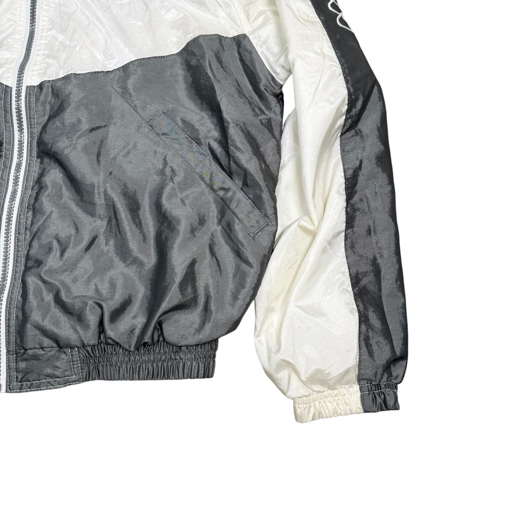 Reebok Vintage Y2K Windbreaker Jacket Full Zip Up White Grey Medium