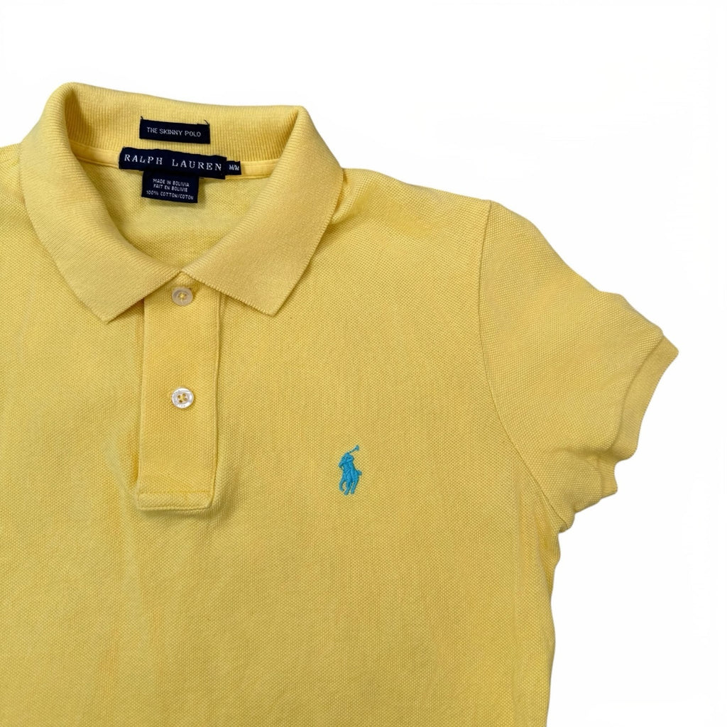Ralph Lauren Y2K The Skinny Polo Shirt Short Sleeve Yellow Cotton Small