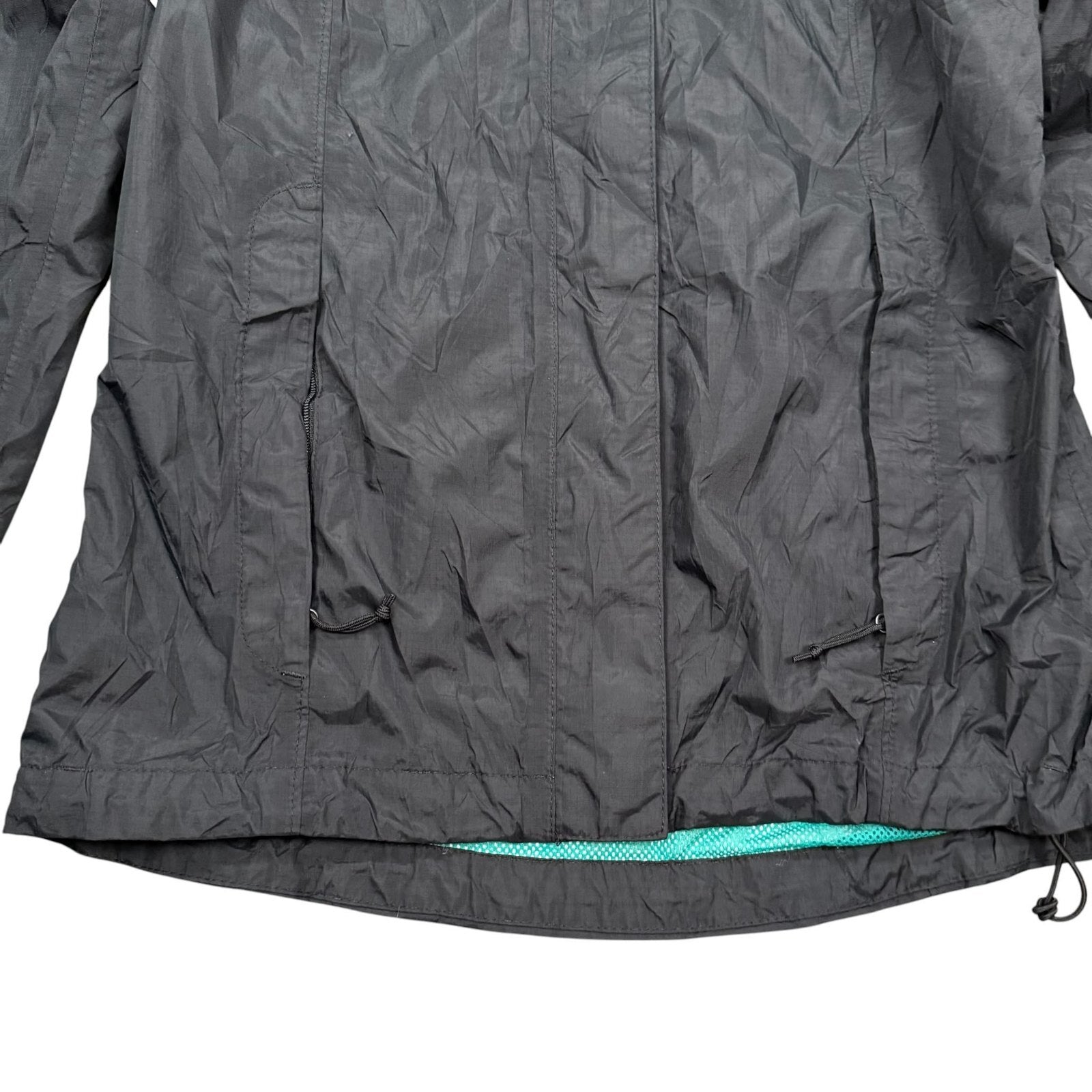The North Face Y2K Hooded Waterproof Rain Jacket Black Turquoise XS