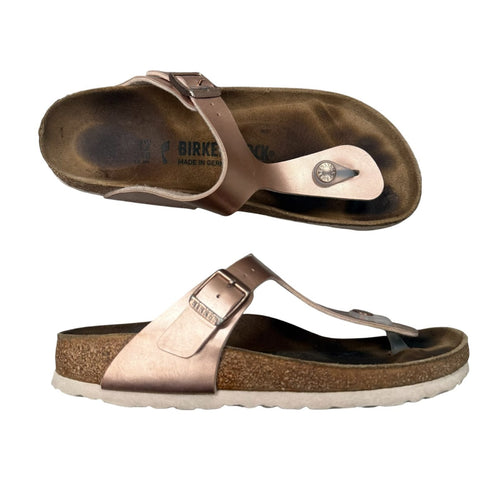 Birkenstock Gizeh Sandals Rose Gold Metallic Birko-Flor Size 4