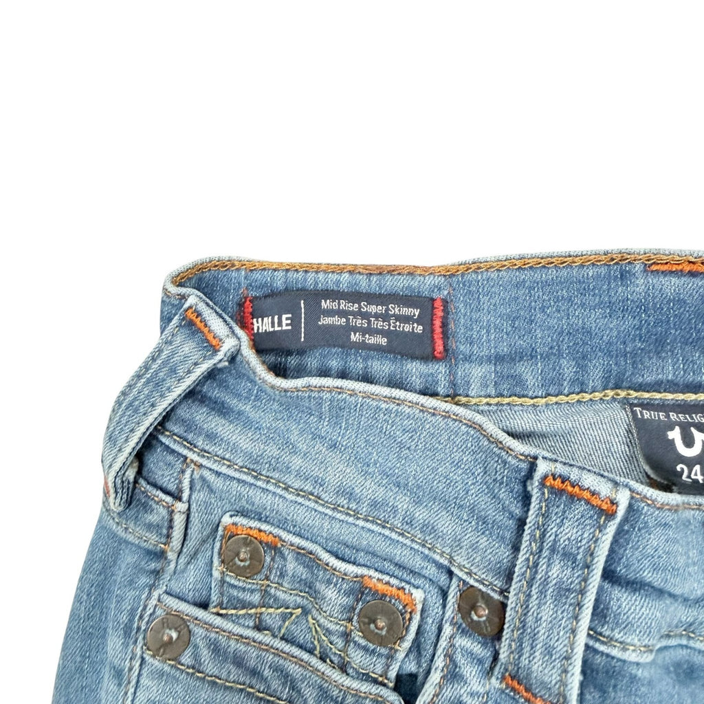 True Religion Mid Rise Super Skinny Jeans Blue Denim Size 24