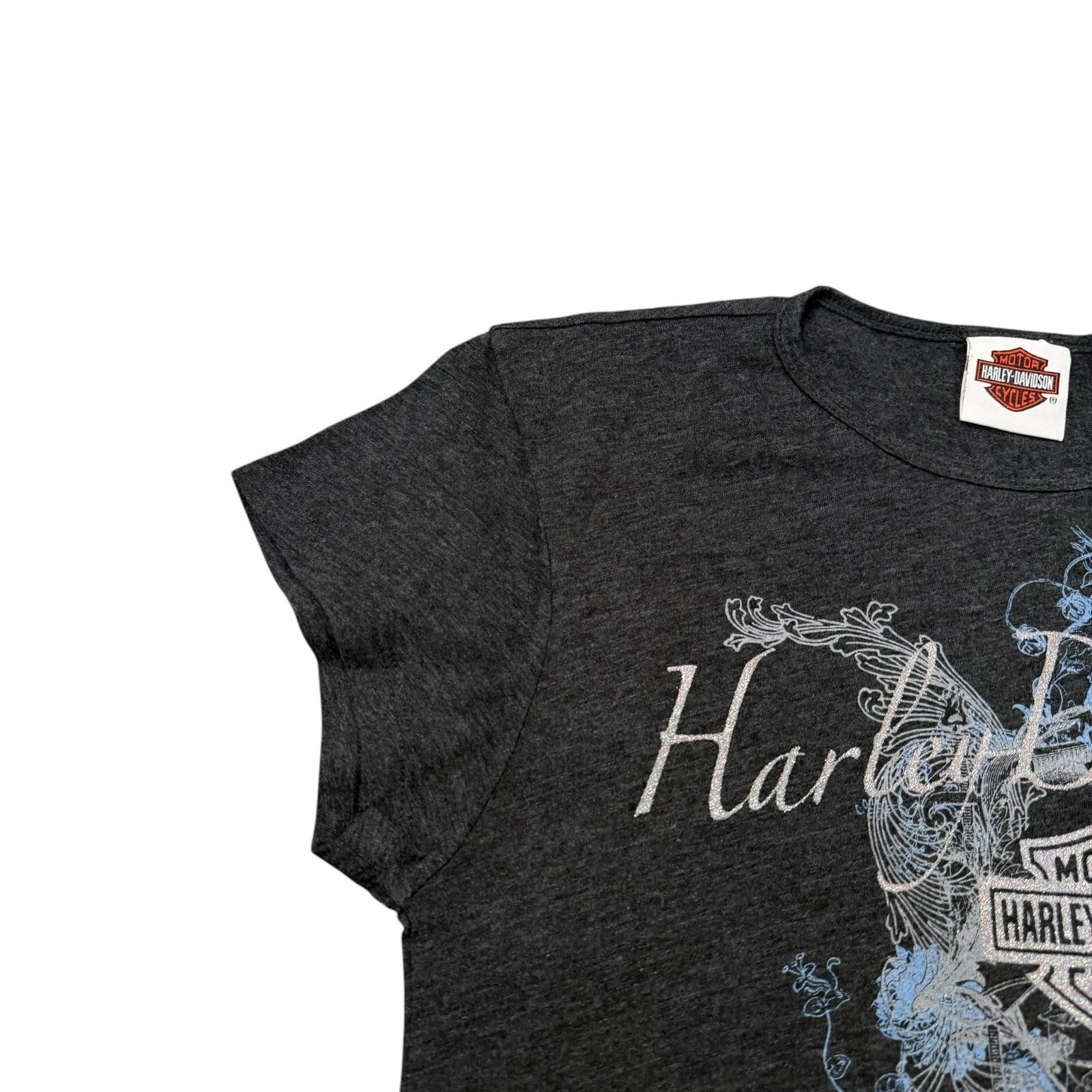 Harley-Davidson Y2K T-Shirt Short Sleeve Graphic Charcoal Grey Medium