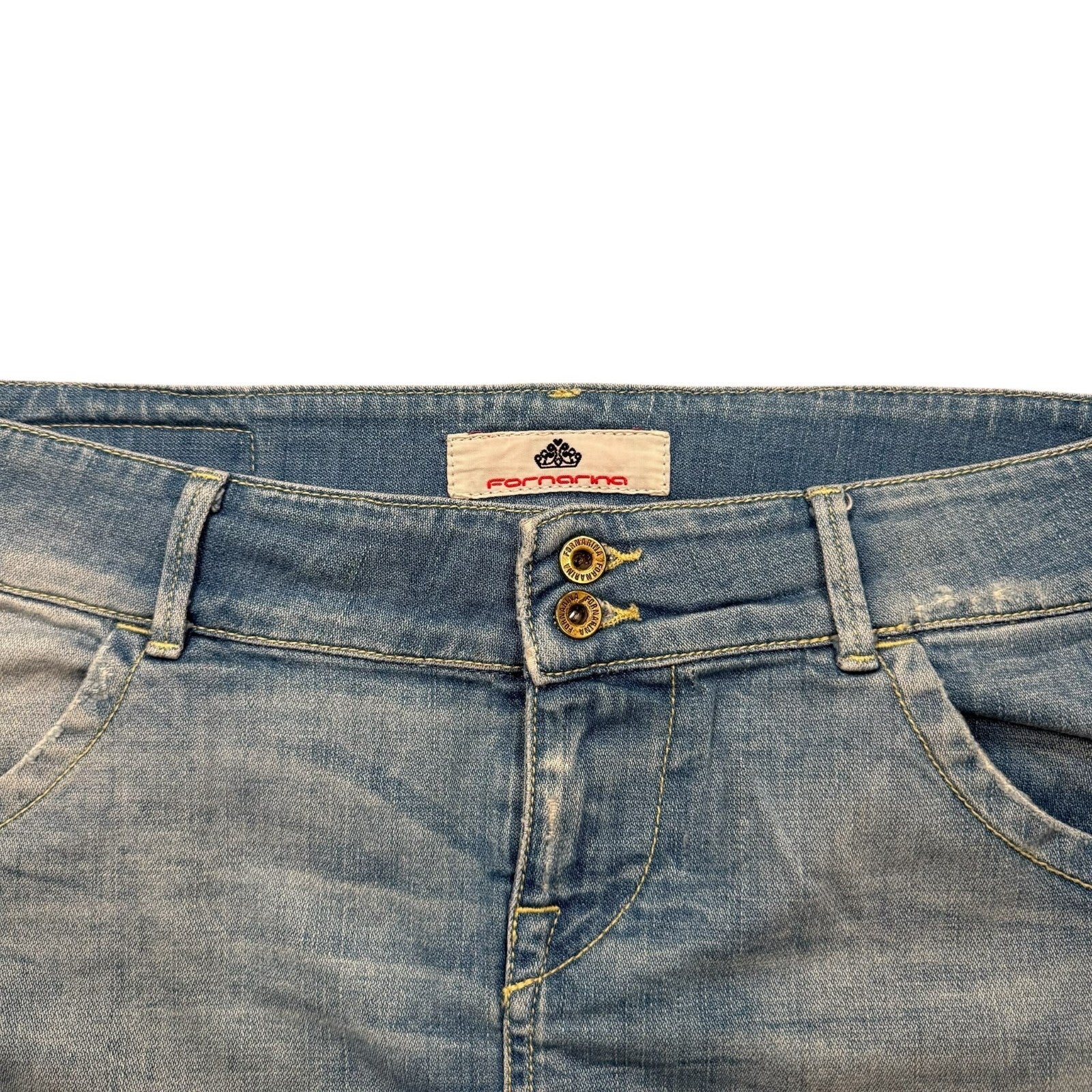 Fornarina Y2K Denim Mini Skirt Low Rise Light Wash Blue 12