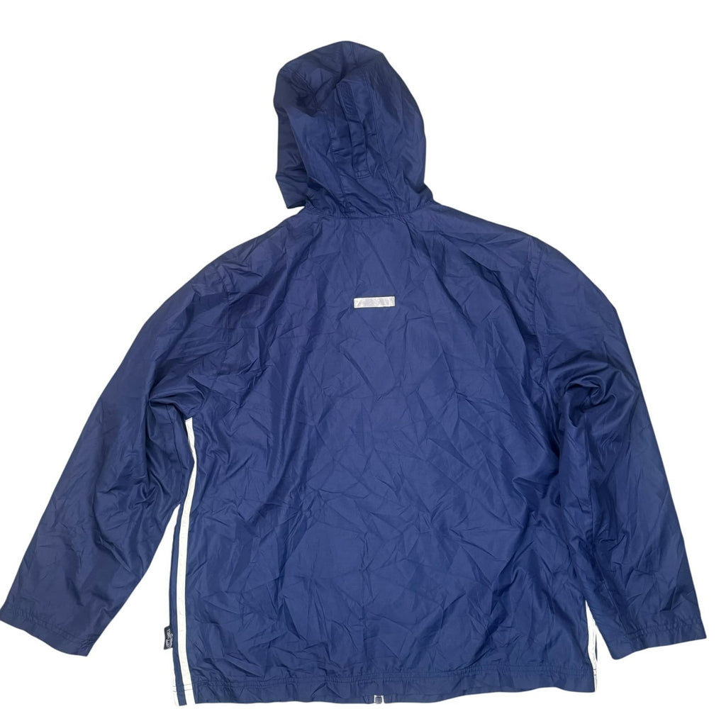 adidas Y2K Hooded Windbreaker Jacket Full Zip Up Navy Blue Large