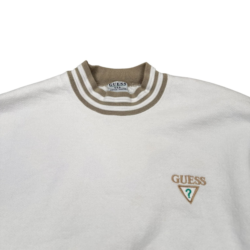 Guess Vintage Y2K White Crew Neck Jumper Sweatshirt White Large