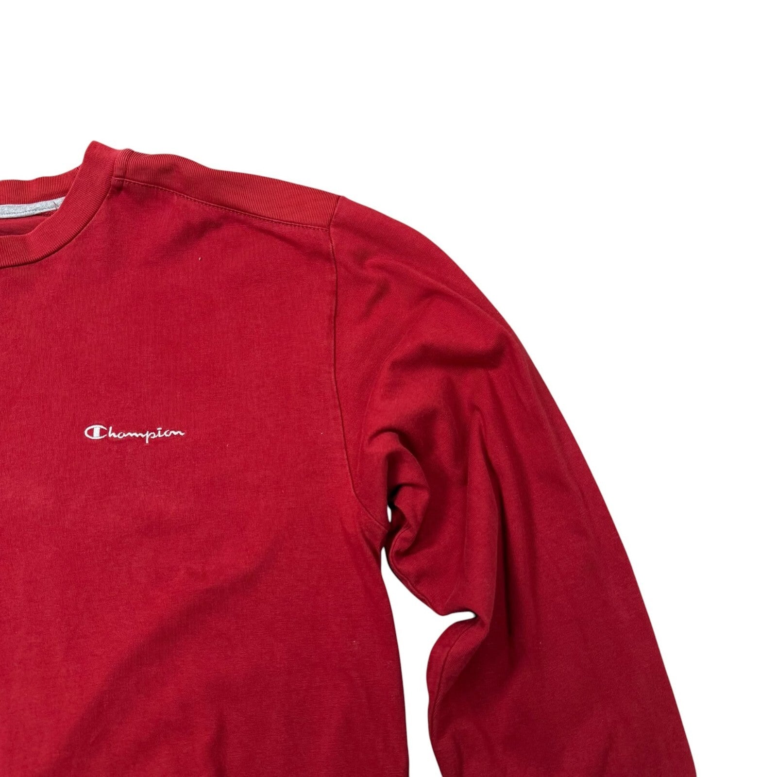 Champion Y2K T-Shirt Long Sleeve Red Cotton Casual XL
