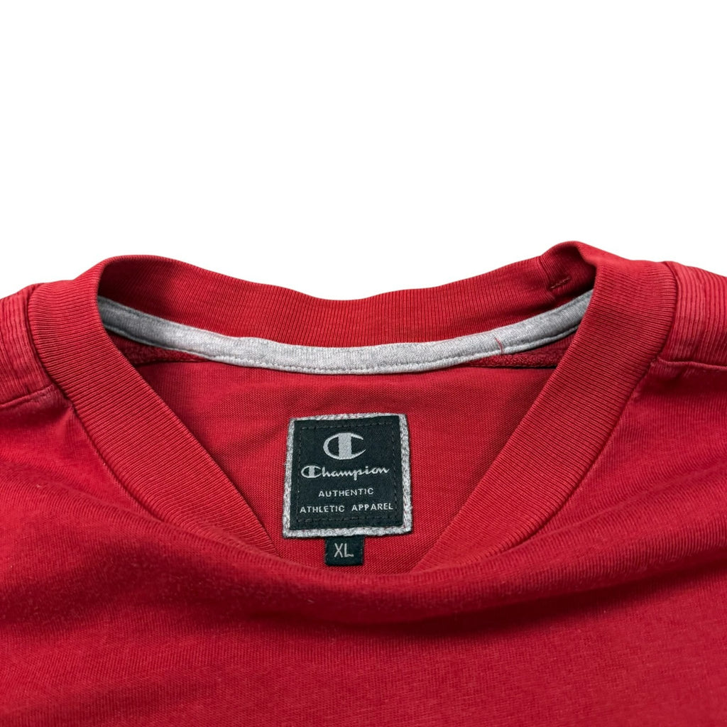 Champion Y2K T-Shirt Long Sleeve Red Cotton Casual XL