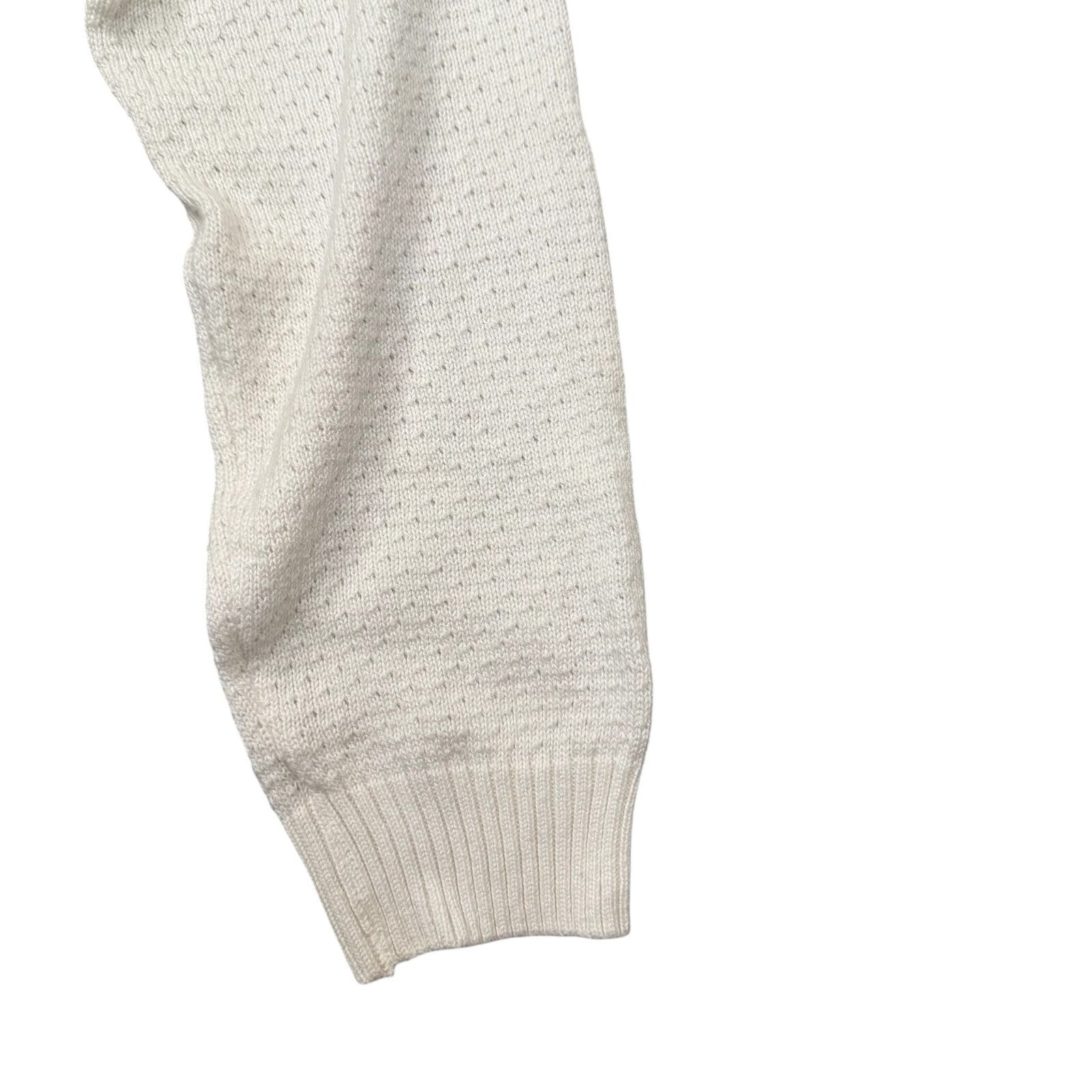 Lacoste Y2K V-Neck Knit Jumper Cream Cotton Blue Yellow Large