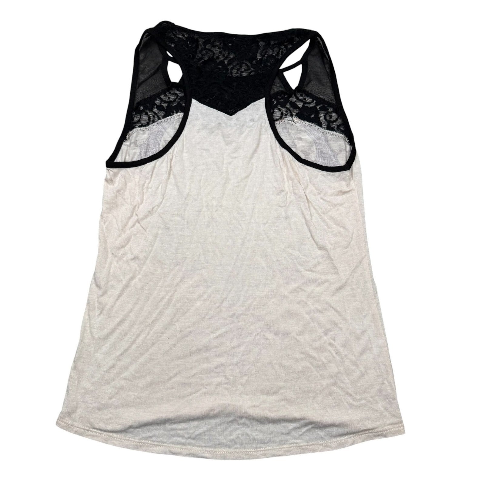 Harley-Davidson Y2K Tank Top Lace Rhinestone Cream Black Graphic Large