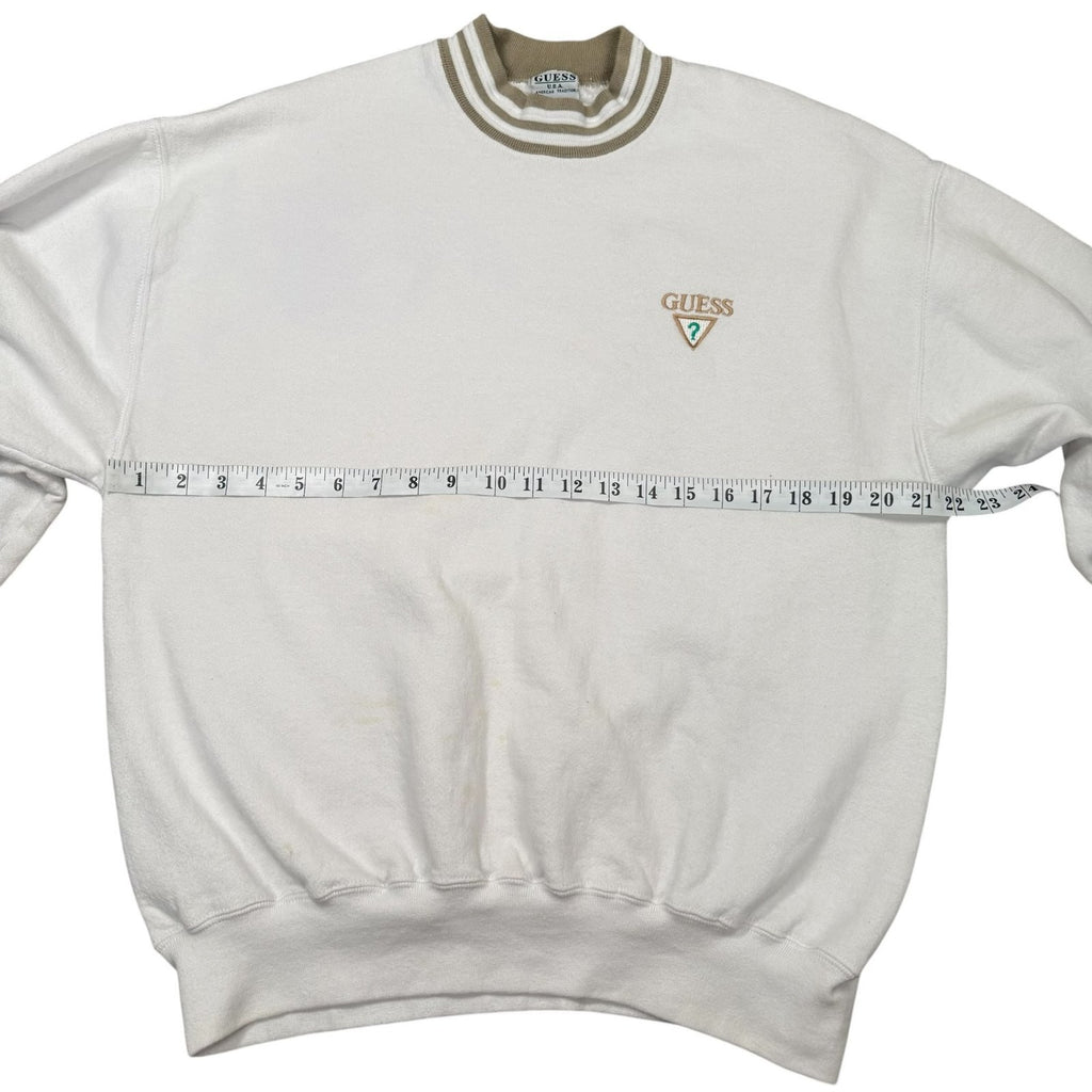 Guess Vintage Y2K White Crew Neck Jumper Sweatshirt White Large