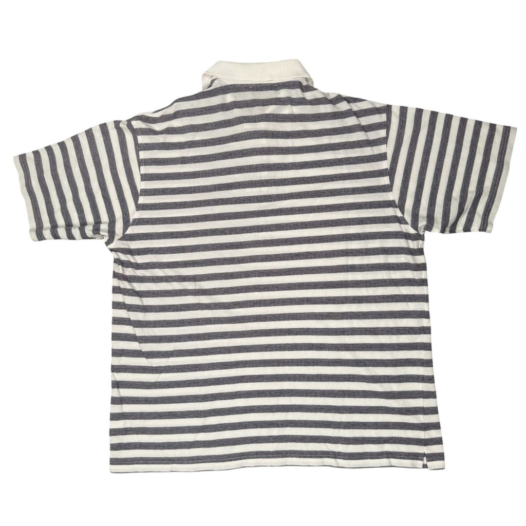 BOSS Sport Hugo Boss Vintage Polo Shirt Striped Cotton White and Grey XL