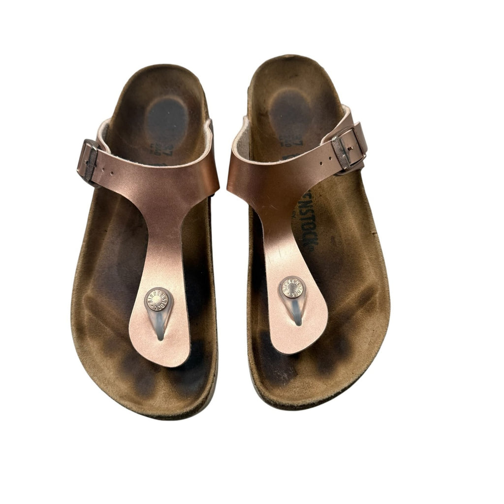 Birkenstock Gizeh Sandals Rose Gold Metallic Birko-Flor Size 4