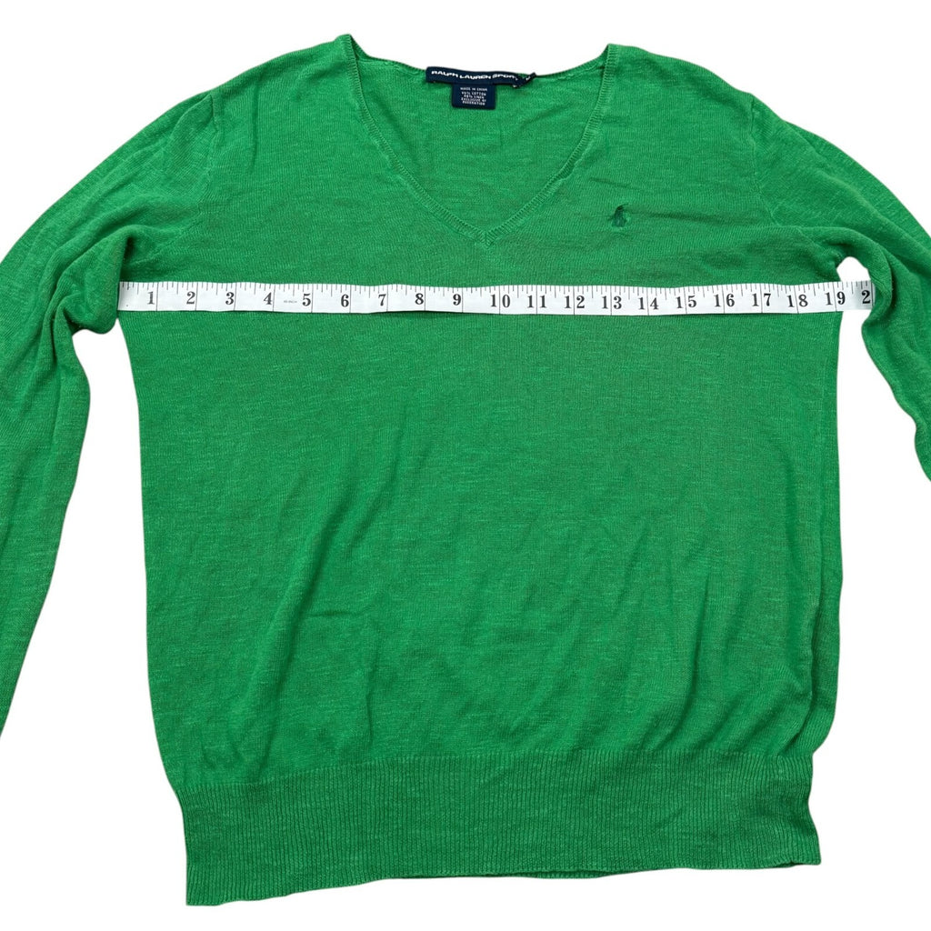 Ralph Lauren Sport Y2K V-Neck Jumper Cotton Green Medium