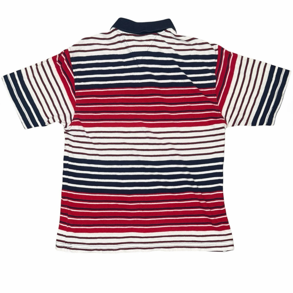 Tommy Hilfiger Vintage Y2K Polo Shirt Striped Red Navy White Medium