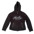 Harley-Davidson Y2K Hooded Jacket Zip Up Rhinestone Black Small