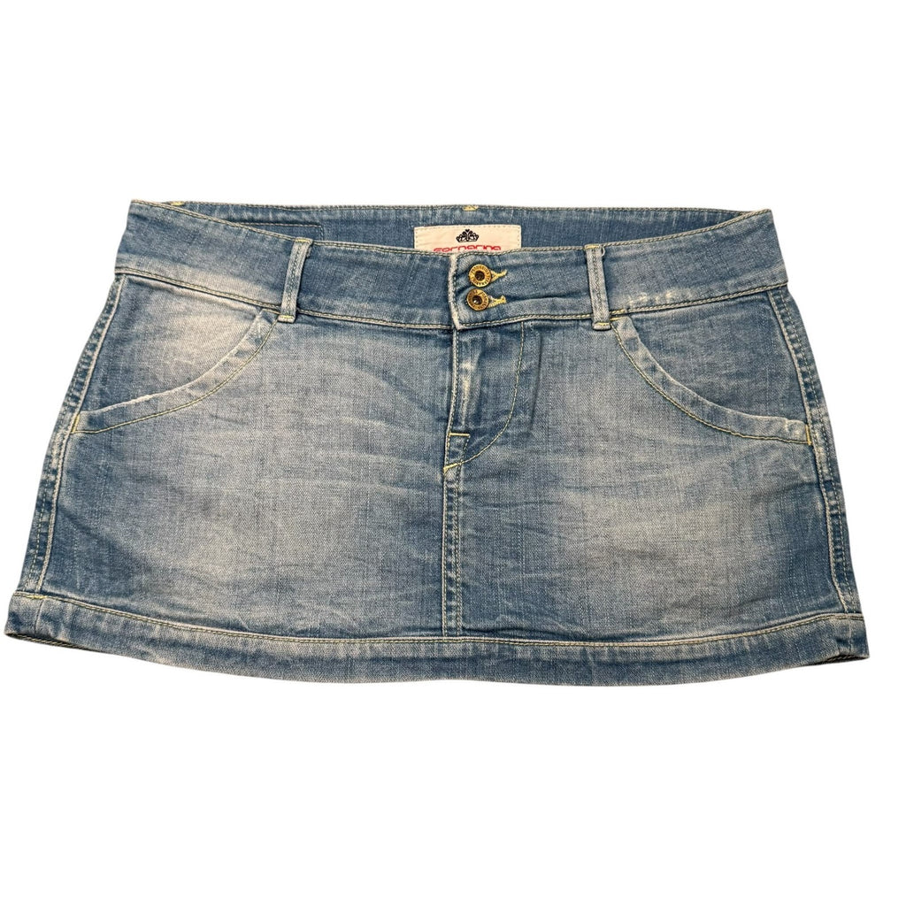 Fornarina Y2K Denim Mini Skirt Low Rise Light Wash Blue 12