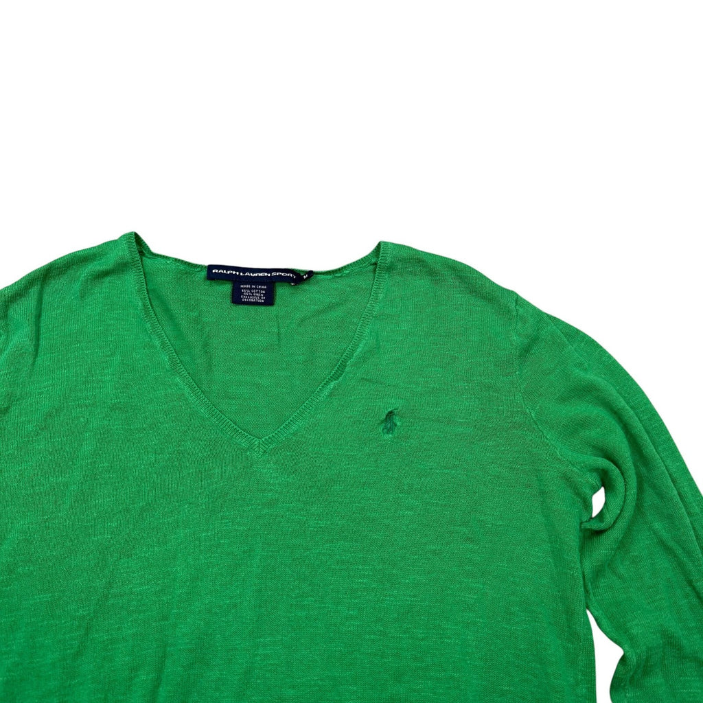 Ralph Lauren Sport Y2K V-Neck Jumper Cotton Green Medium