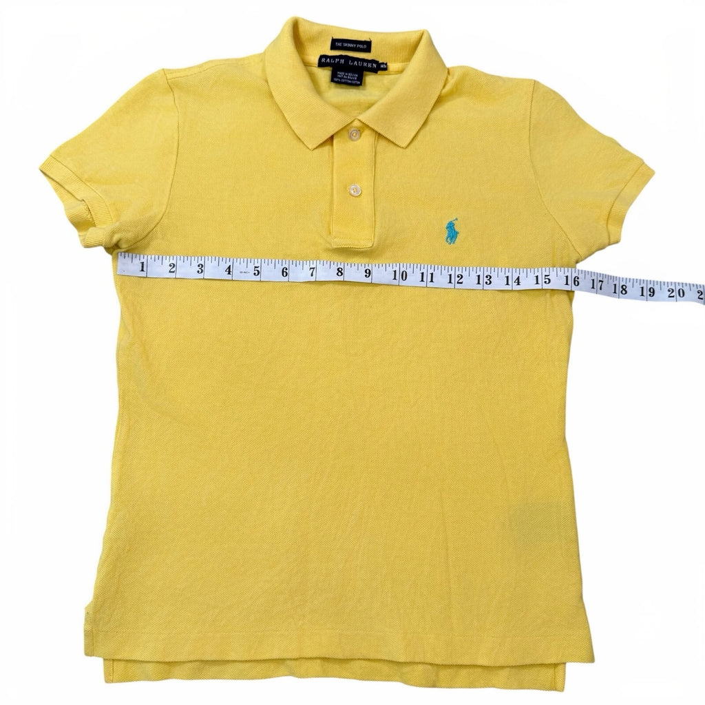 Ralph Lauren Y2K The Skinny Polo Shirt Short Sleeve Yellow Cotton Small