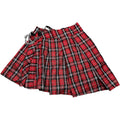 Tartan Y2K Pleated Mini Skirt Chain Punk Goth Plaid Red Black Waist 26 in