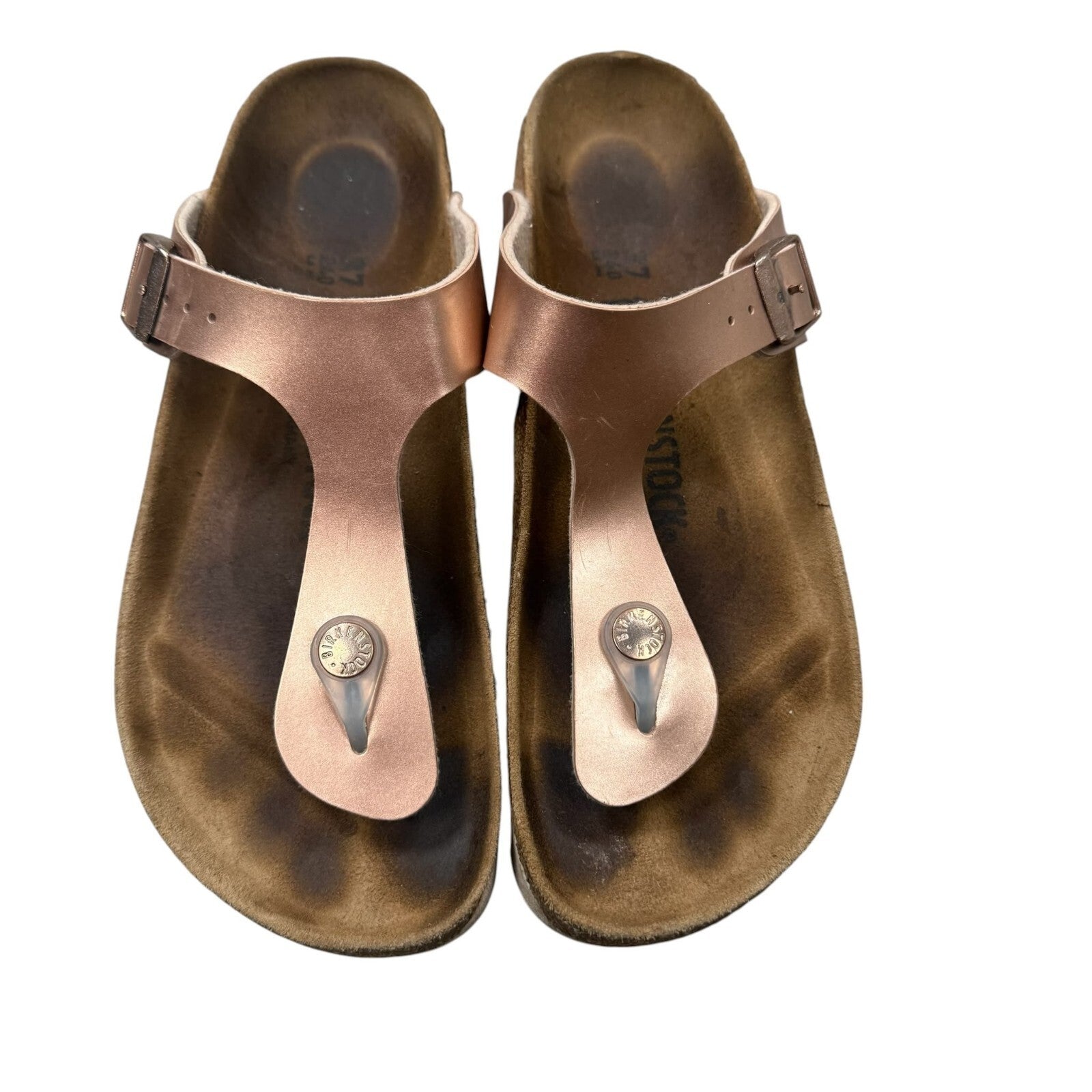 Birkenstock Gizeh Sandals Rose Gold Metallic Birko-Flor Size 4