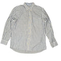 Barbour Button Down Shirt Long Sleeve Blue and White Striped Large