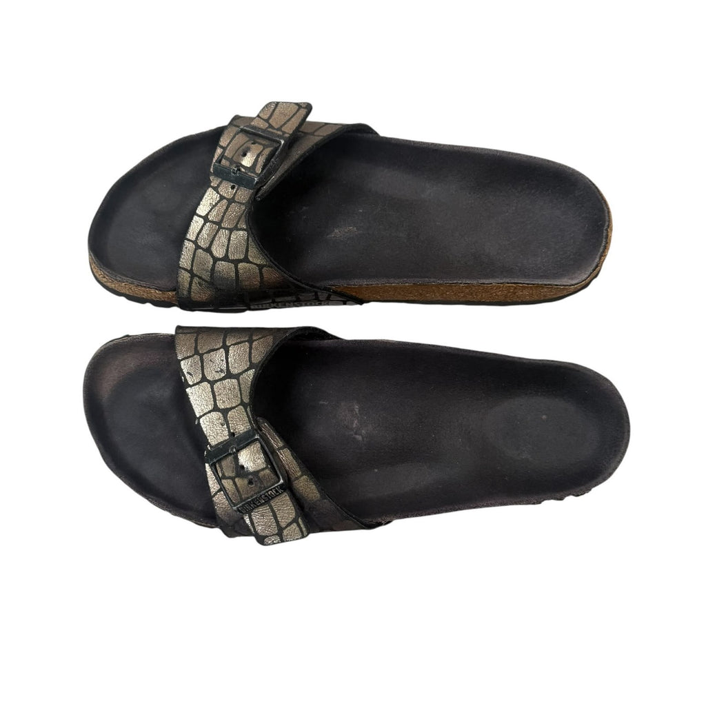 Birkenstock Madrid Slide Sandals Metallic Bronze Black UK-6 EU-39