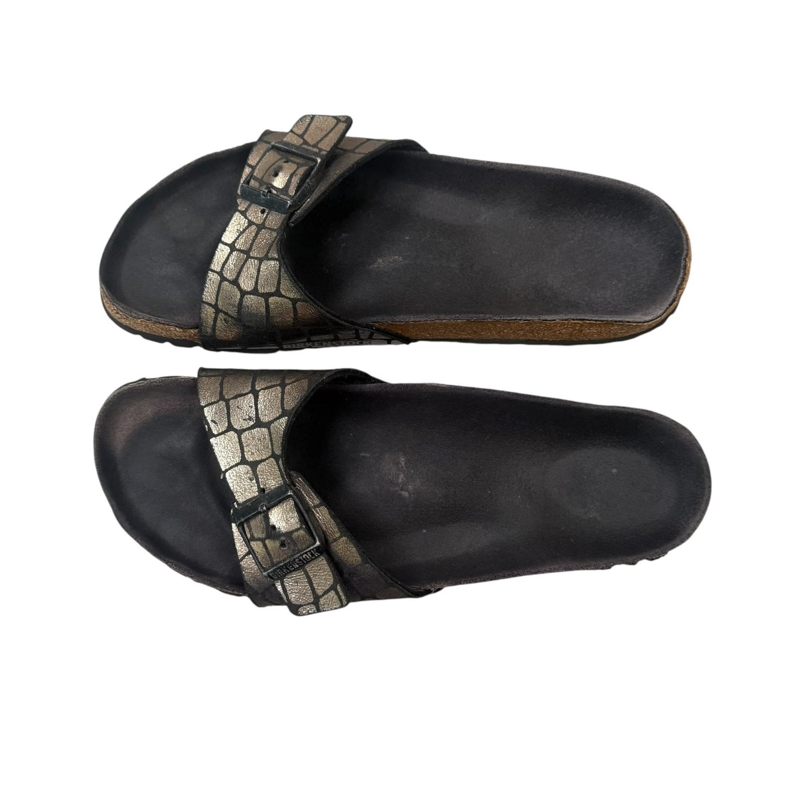 Birkenstock Madrid Slide Sandals Metallic Bronze Black UK-6 EU-39