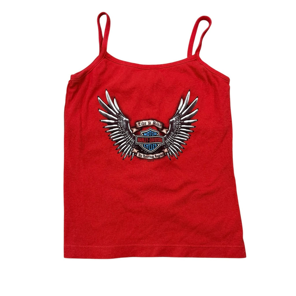 Harley Davidson Y2K Kegel Rockford Cami Tank Top Red Biker Graphic XS