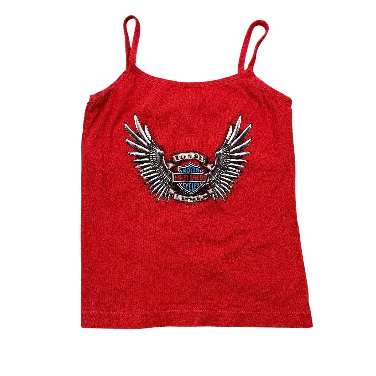 Harley Davidson Y2K Kegel Rockford Cami Tank Top Red Biker Graphic XS