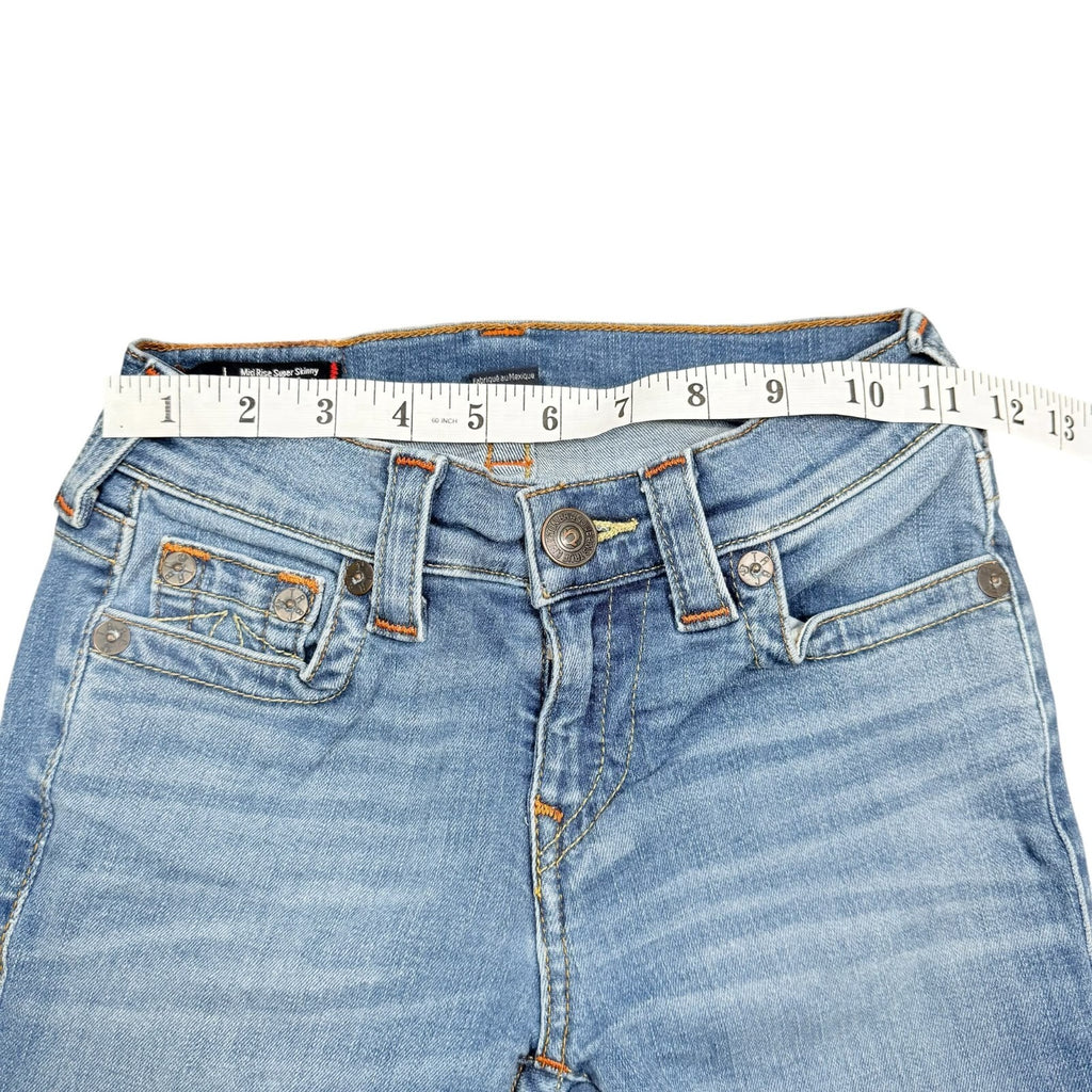 True Religion Mid Rise Super Skinny Jeans Blue Denim Size 24
