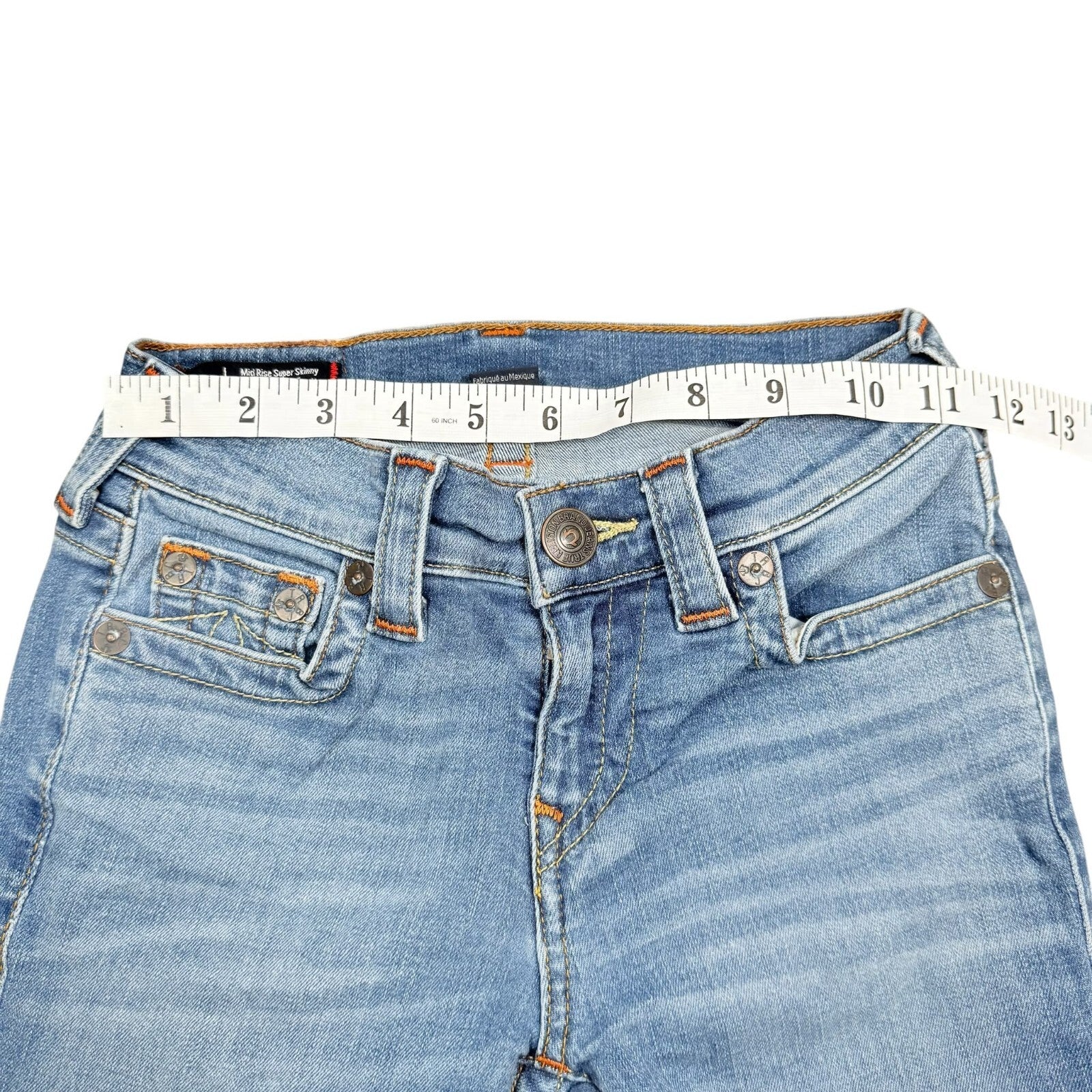 True Religion Mid Rise Super Skinny Jeans Blue Denim Size 24
