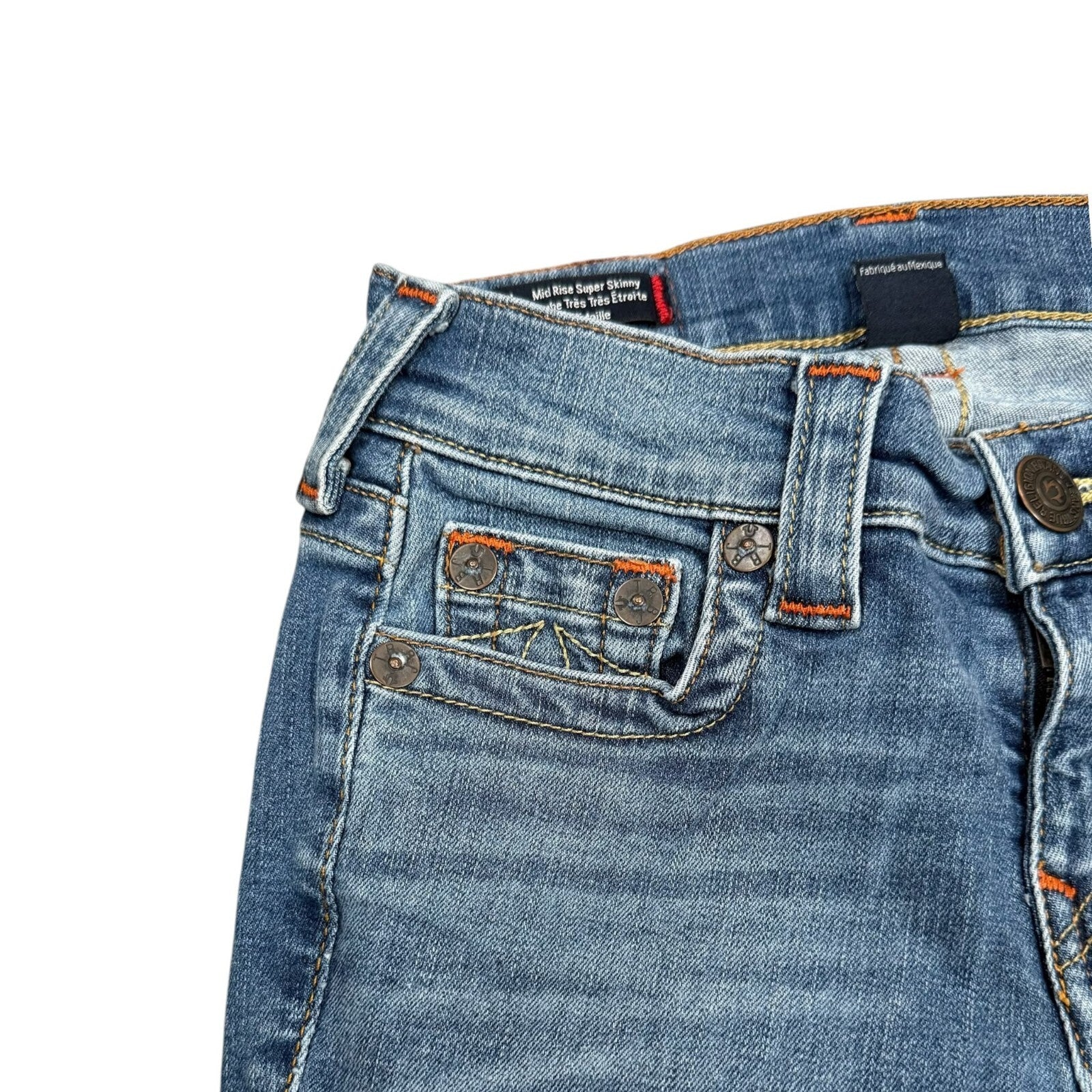 True Religion Mid Rise Super Skinny Jeans Blue Denim Size 24