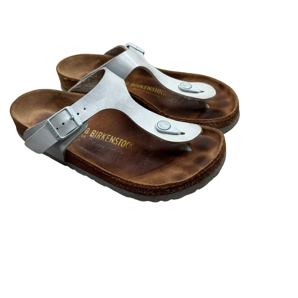 Birkenstock Gizeh Thong Sandals Birko Flor Silver Size UK 3.5 EU 36