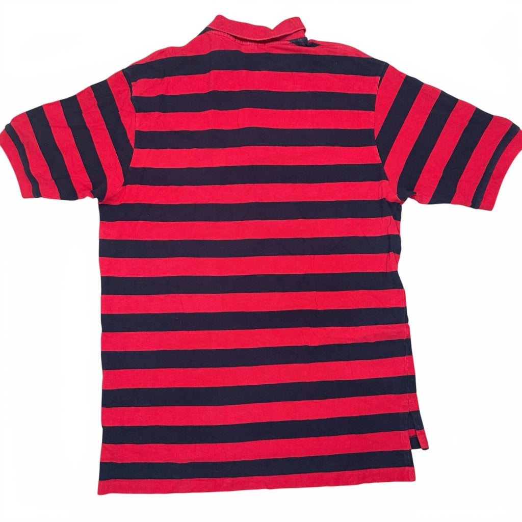 Polo Ralph Lauren Vintage Y2K Polo Shirt Red Navy Striped Cotton XL