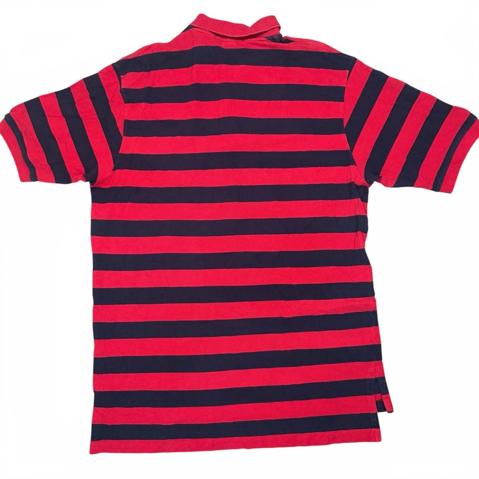 Polo Ralph Lauren Vintage Y2K Polo Shirt Red Navy Striped Cotton XL