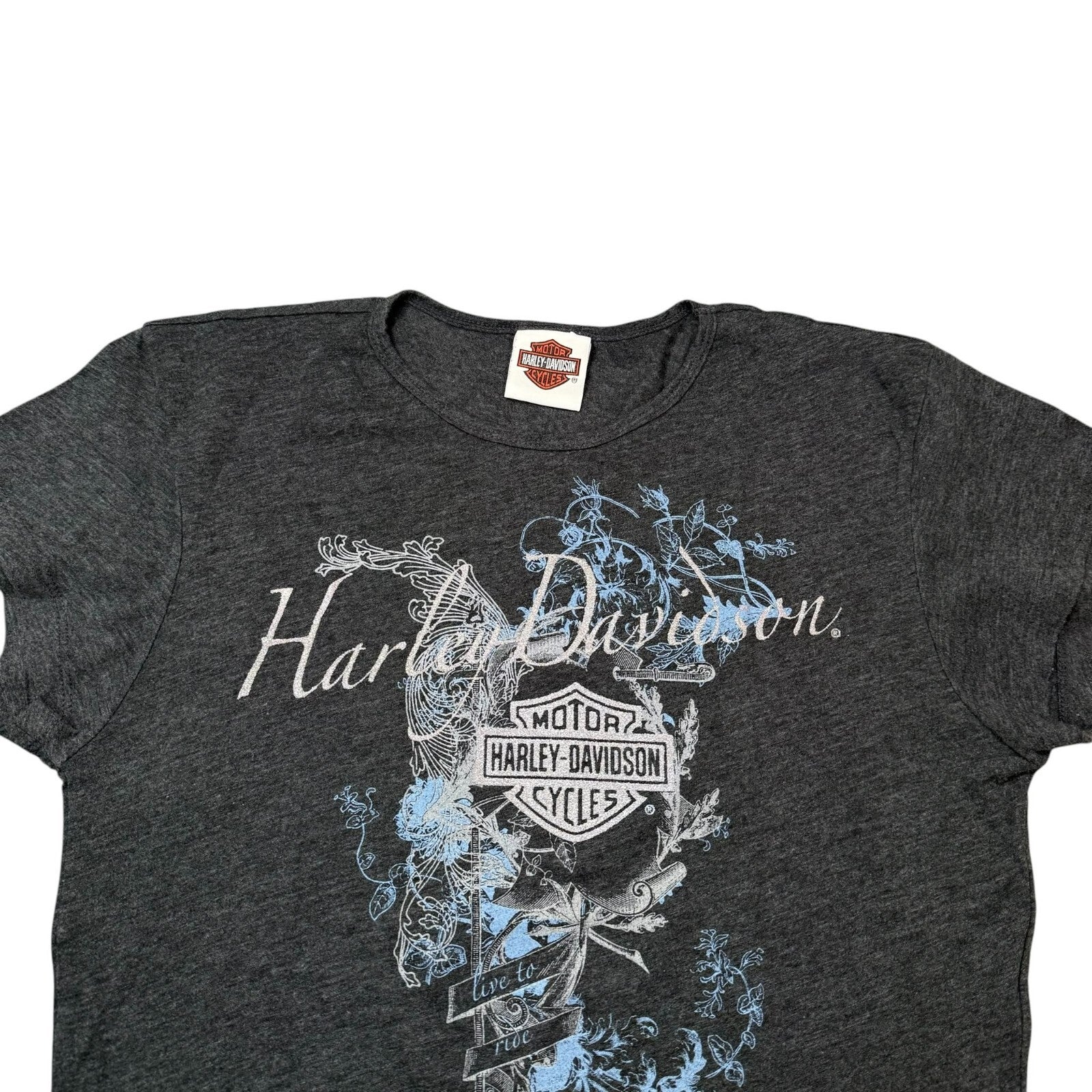 Harley-Davidson Y2K T-Shirt Short Sleeve Graphic Charcoal Grey Medium