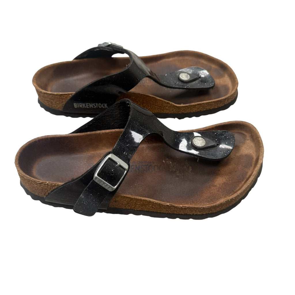 Birkenstock Gizeh Sandals Patent Birko-Flor Black Size 5