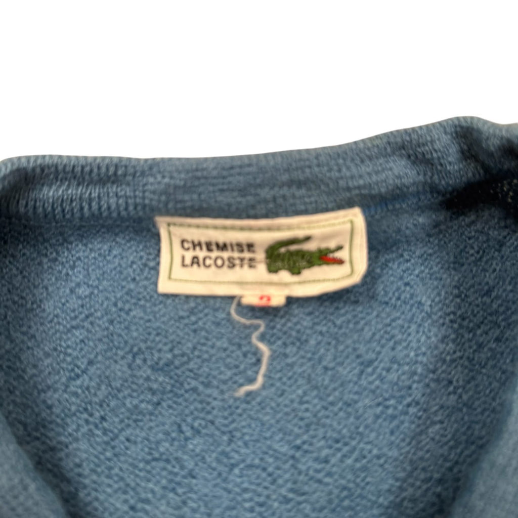 Lacoste Ch Vintage 90s V-Neck Jumper Sweater Wool Blue Small