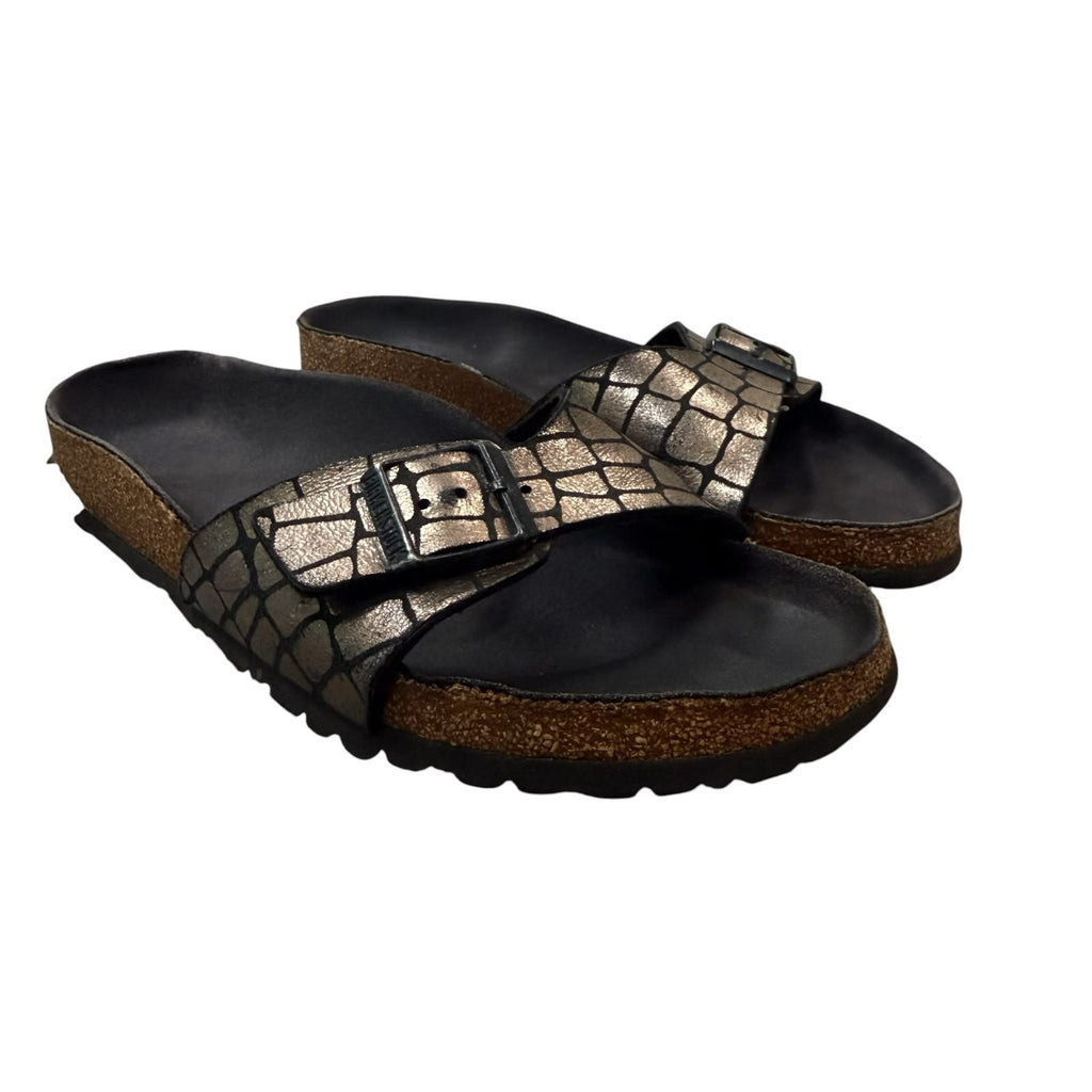 Birkenstock Madrid Slide Sandals Metallic Bronze Black UK-6 EU-39