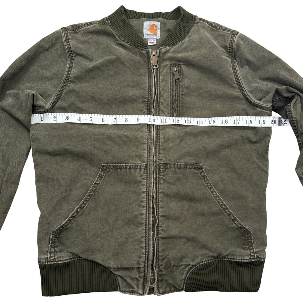 Carhartt Bomber Jacket Full Zip Up Utility Olive Green Medium 8-10