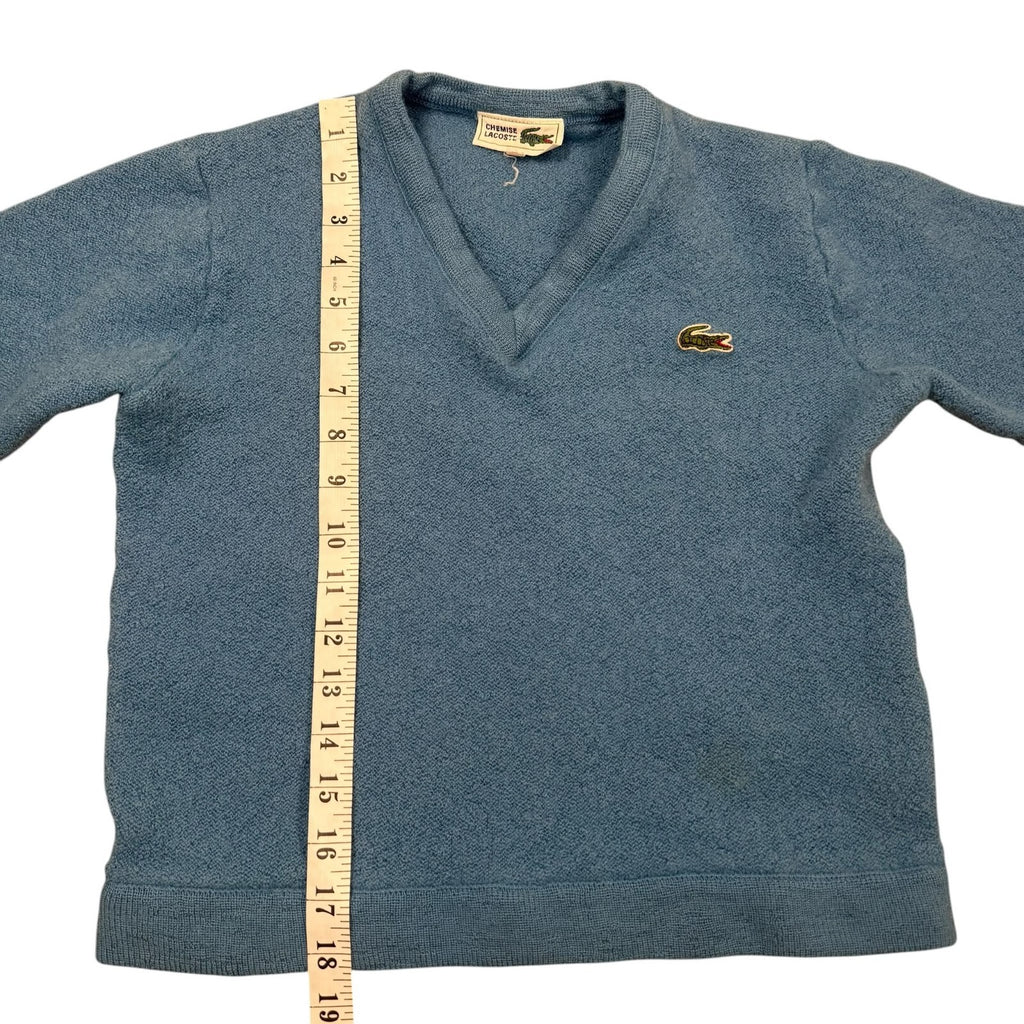 Lacoste Ch Vintage 90s V-Neck Jumper Sweater Wool Blue Small