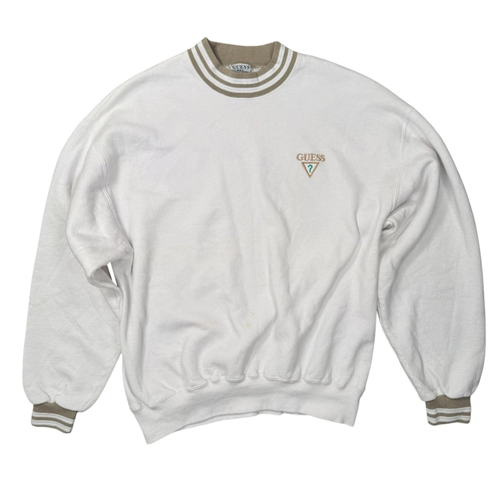 Guess Vintage Y2K White Crew Neck Jumper Sweatshirt White Large