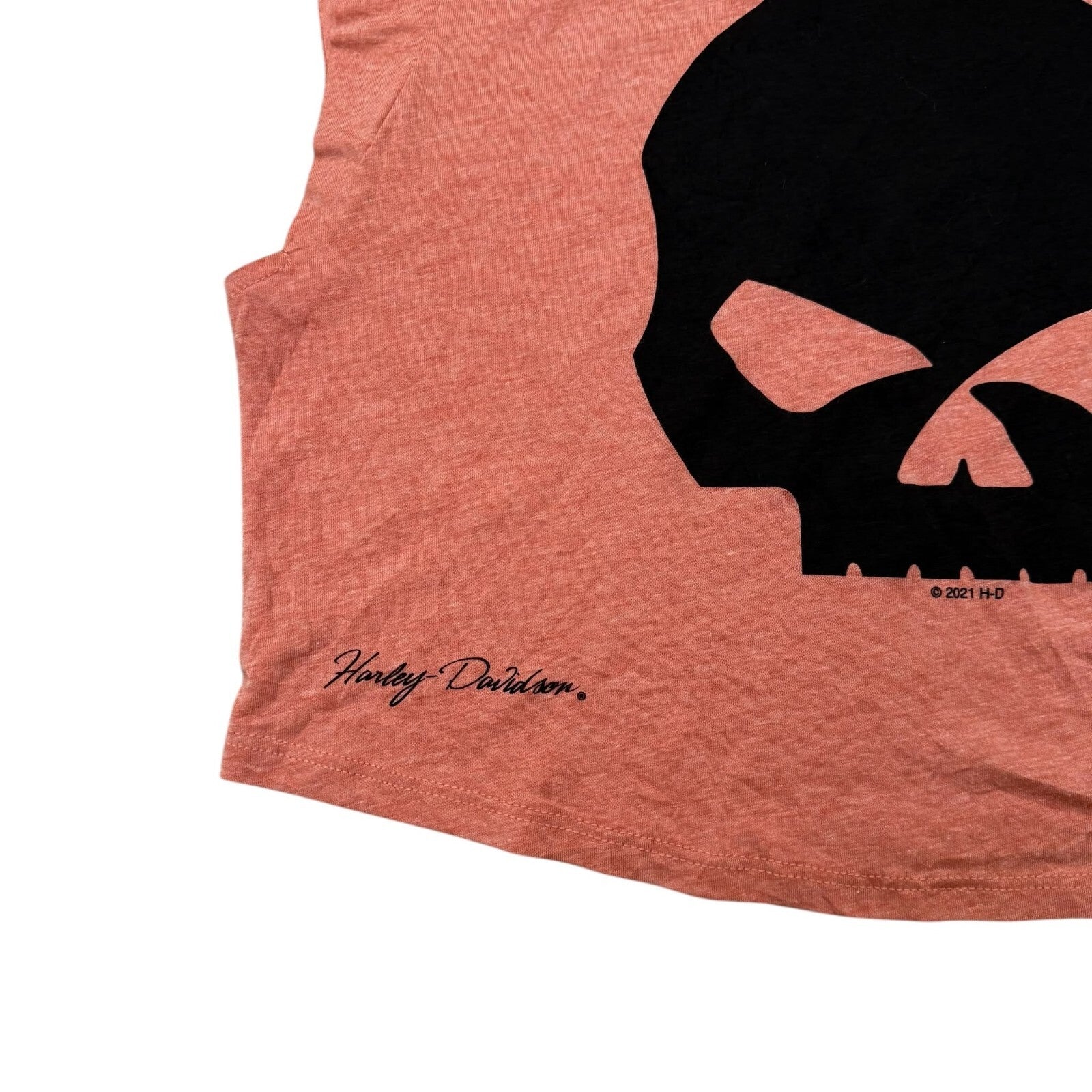 Harley-Davidson Crop Tank Top Skull Graphic Pink Sleeveless 8/10
