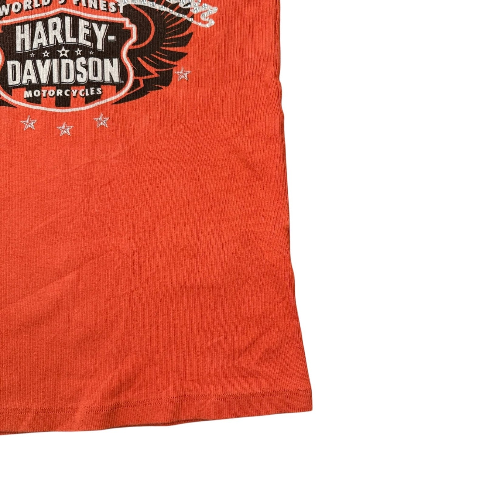 Harley-Davidson Y2K Tank Top Orange Biker Graphic Large
