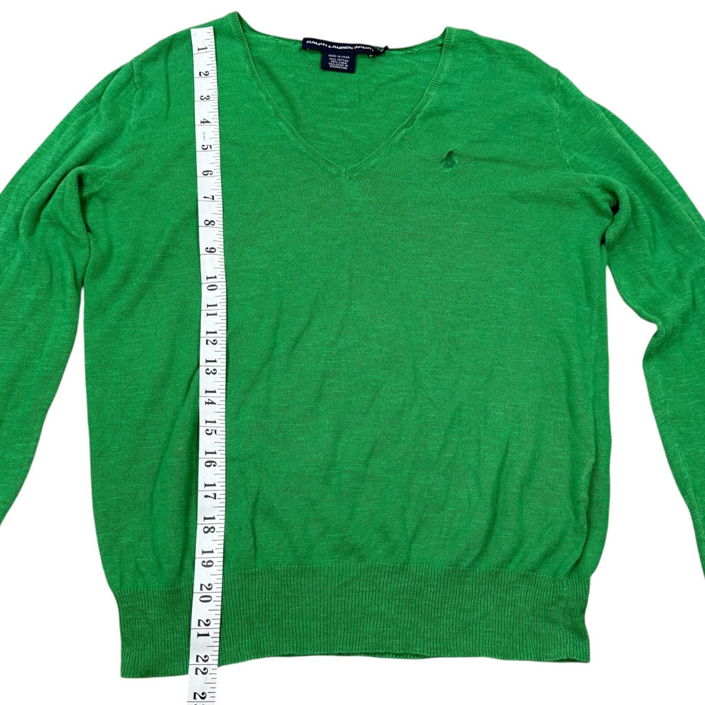 Ralph Lauren Sport Y2K V-Neck Jumper Cotton Green Medium