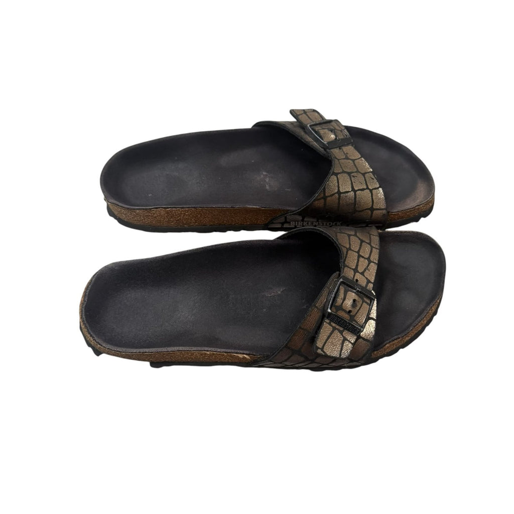 Birkenstock Madrid Slide Sandals Metallic Bronze Black UK-6 EU-39