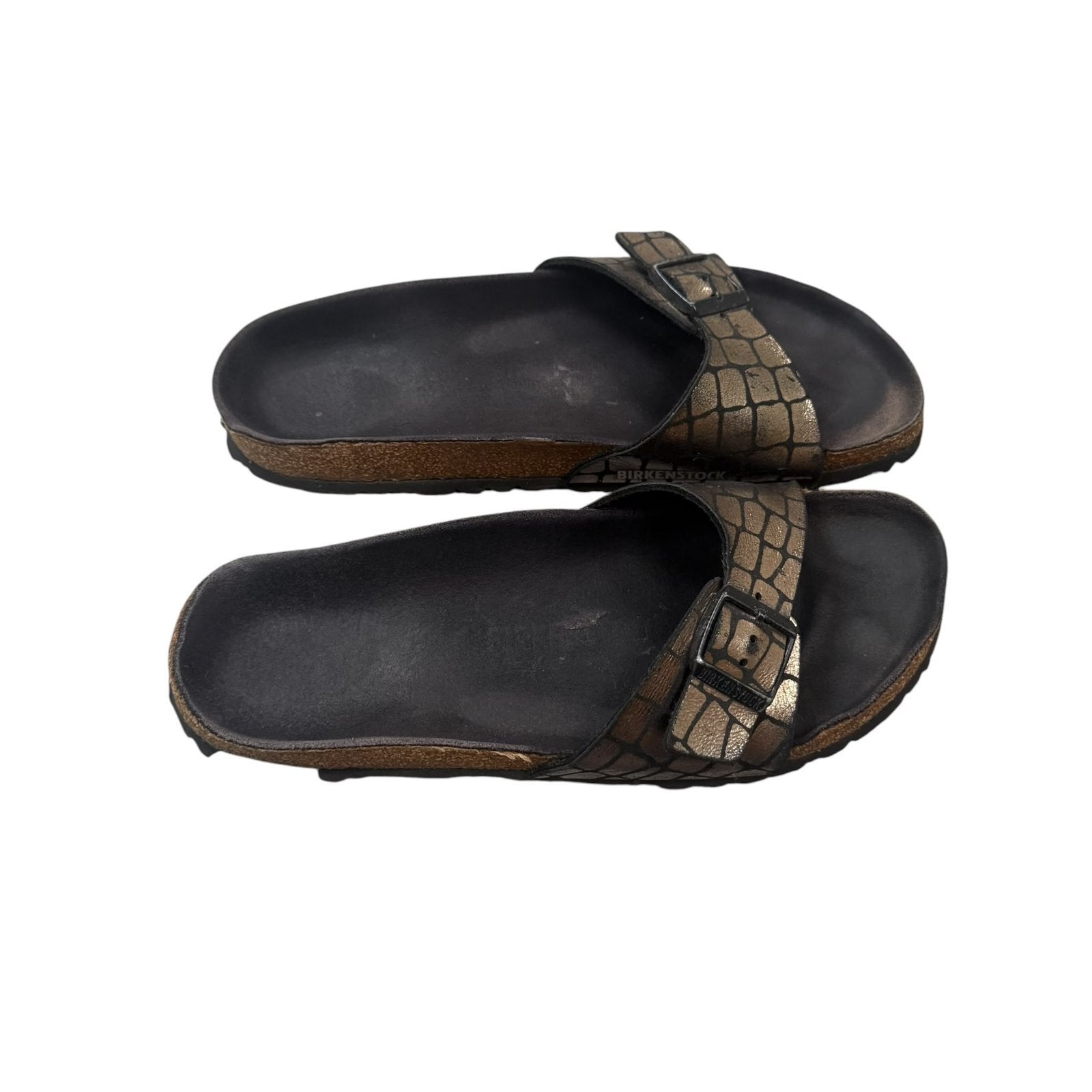 Birkenstock Madrid Slide Sandals Metallic Bronze Black UK-6 EU-39