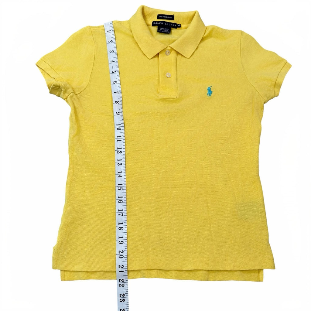 Ralph Lauren Y2K The Skinny Polo Shirt Short Sleeve Yellow Cotton Small