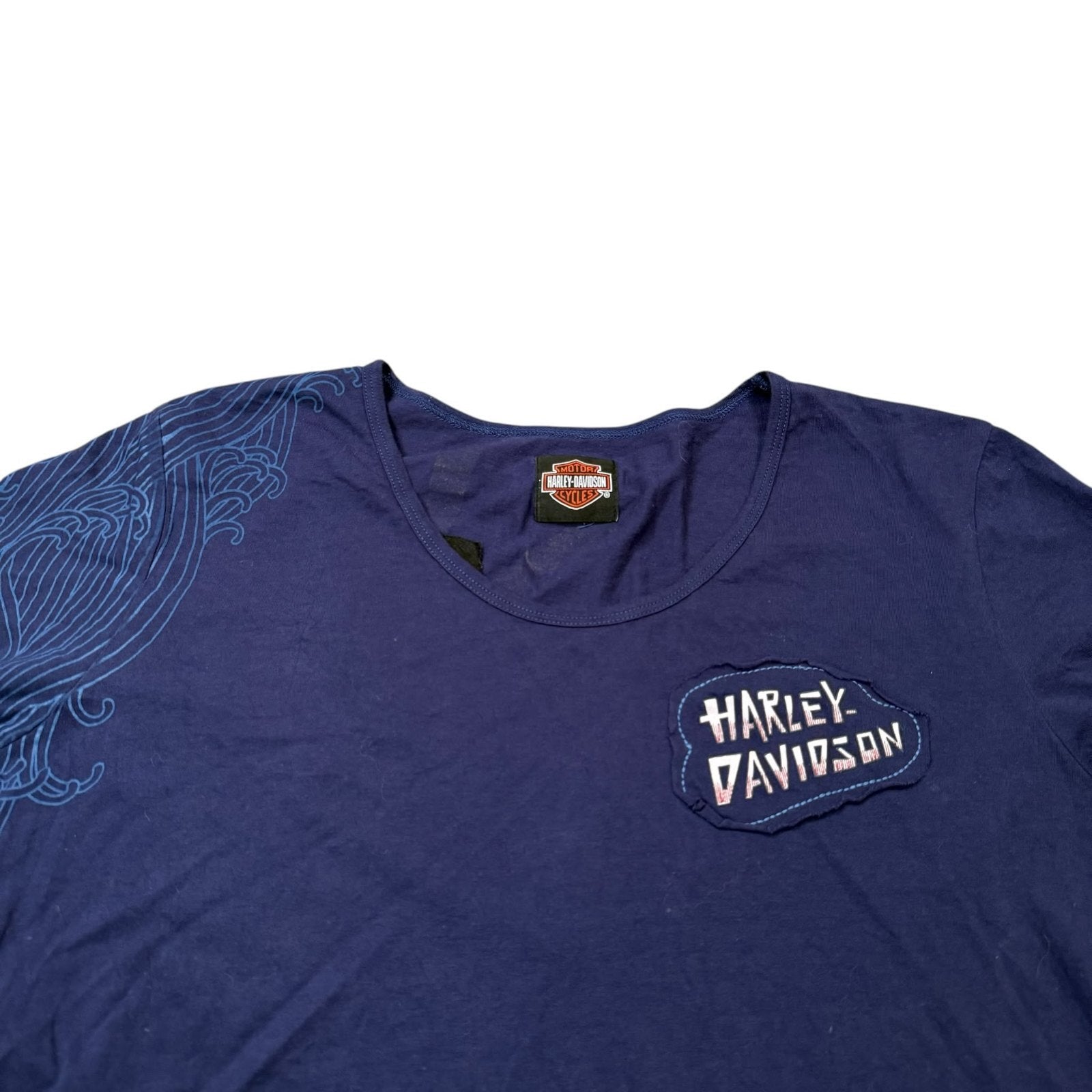 Harley-Davidson Y2K T-Shirt Dragon Graphic Navy Blue Large